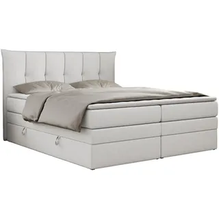 MKS Meble Boxspringbett 7-Zonen Taschenfederkernmatratze und Topper - PREMIUM-10-KING - 120x200cm - Weiß - H3 - Weiß