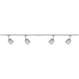 Paulmann URail Set Blossom max. 4x10 Watt Lichtschiene Chrom matt Rauchglas Deckenlampe Metall, Kunststoff Deckenschiene G9