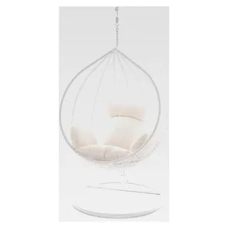 Hängesessel Polyrattan Schwebesitz Loungesessel (weiß) - Weiß