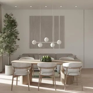 lumière design Livana 5-flg. 100 cm Opalglas/beige