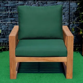 Teako Design Loungesessel Treviso Teakholz Massiv mit Sitzkissen grün - Grün