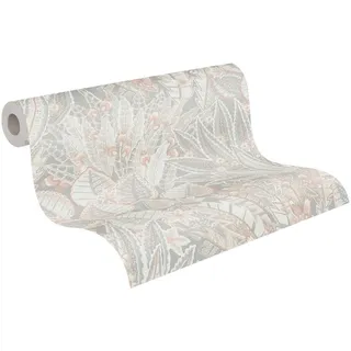 Livingwalls Tapete 396534 mit Palmenblättern in Creme, Grau, Bronze - hochwertige florale Tapete mit Design für Wohnzimmer - 10,05m x 0,53m