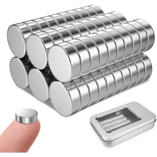 Kolamom 60 Stück Stark, Neodym Magnet Kleine Rund 10 x 3mm, Magnete für Magnettafel, Kühlschrank, Whiteboard, Pinnwand, Tafelmagnete, Tür, Karte, Silber