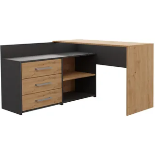 veneti Schreibtisch mit Kommode MIKOL – Eiche Artisan / Anthrazit