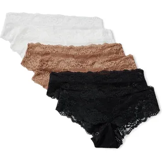Amazon Essentials Damen Stretch-Höschen mit Galonspitze in den Ausführungen Bikini, Hipster, Tanga und High Waist, 6er Pack