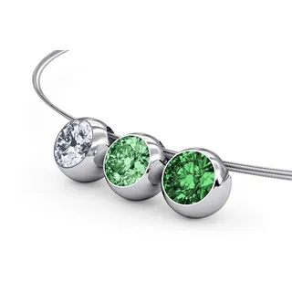 TIABELLE – Collier TRIO aus Titan mit funkelnden Swarovski® Zirkonias – Silberfarbene Kette für Damen – allergenfrei & hautverträglich – Handmade in Germany (L=45 cm | Green, Fancy Green, White)