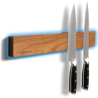 Gourmetop Magnetischer Messerhalter für die Wand, Messer-Magnetleiste ohne Bohren 42 cm, Küchen-Messerhalter für den Kühlschrank, Holz-Magnet-Messerleiste/-Stange für den Kühlschrank