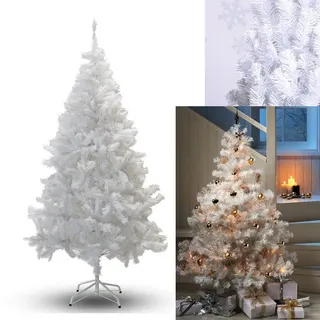 Jopassy Künstlicher Weihnachtsbaum künstlicher Tannenbaum inkl. Baumständer Metall Weiß 210cm - Weiß