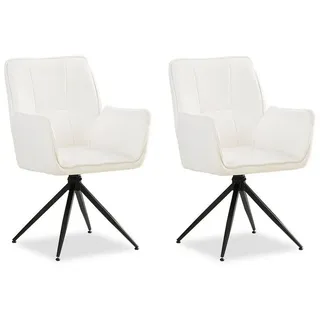 Homestyle4u Armlehnstuhl Chenille Weiß drehbar 2er Set