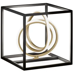 Fischer & Honsel Tischleuchte Gisi | Schwarz Matt/Goldfarben | L:25 cm, B:25 cm, H:25,5 cm | 3 Stufen Dimmbar (Sensordimmer) | 1x LED 14W 2700 Kelvin, 1900 Lumen | EEG: F | 50413