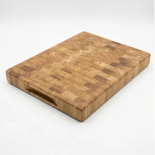 Schneidebrett Eiche Stirnholz 40x30x4 cm – Massives End Grain Holz Schneidebrett, Beidseitig Verwendbar, Geölt, Premium Küchenbrett
