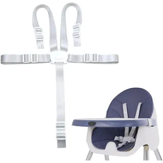 poraceous 5 Punkt Gurt, Sicherheitsgurt für Gurt Hochstuhl, Verstellbare Hochstuhl Sicherheitsgurte, Polyestermaterial Universal Kinderrü Ckhaltesystem, für Kinderwagen Buggy Kindersitz (Weiß)