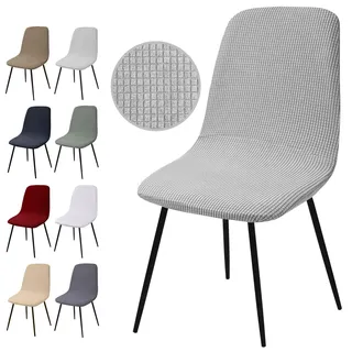 Stuhlhussen 6er Set, Stretch Stuhlbezug Jacquard Esszimmerstühlhussen Universal Stuhlhussen Abnehmbarer Waschbarer Stuhlabdeckung für Esszimmer,Hotel,Bankett,Hochzeit,Partys Deko(Y-Silbergrau,6er Set)
