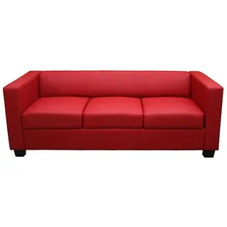 Mendler 3er Sofa Couch Loungesofa Lille ~ Kunstleder, rot