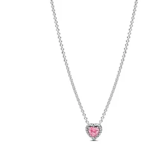 Pandora Erhabenes Herz Halskette Pink Silber 45cm