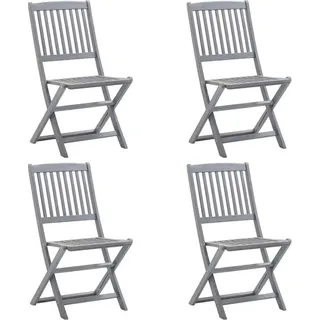 The Living Store Klappbare Gartenstühle 4 Stk. Massivholz Akazie - Grau