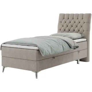 MKS Meble MKS Boxbett, Beige, Textil, 1-Sitzer, H3, Rechteckig, 90x200 cm, Schlafzimmer, Betten, Boxspringbetten