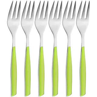 Bugatti BUGATTI, Glamour, Set mit 6 Dessertgabeln aus 18/10 Edelstahl und APPLE GREEN-Griff, verpackt in Geschenkbox, spülmaschinenfest