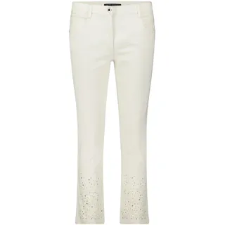 Relaxhose BETTY BARCLAY "Casual-Hose mit Stickerei", Damen, Gr. 40, EURO, weiß (rohweiß), Obermaterial: 92% Baumwolle CO. 6% Elastomultiester ELE. 2% Elasthan EL., Hosen Relaxhose