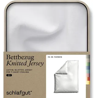 schlafgut Knitted Jersey uni, aus Bio-Baumwolle mit Elasthan, Reißverschluss«, (1 St.), bügelfrei, Mix & Match Bettwäsche: passender Kissenbezug erhältlich Schlafgut Full-White B/L: 155 cm x 220 cm