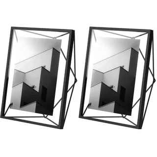Umbra Prisma 13x18 cm Bilderrahmen - Wand- und Tisch Fotorahmen für Bilder, Kunstdrucke, Illustrationen und Mehr, Metall, Schwarz (Packung mit 2)