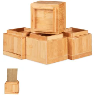 Relaxdays Möbelerhöher 4er Set, Erhöhung um 8,5 cm, für Tische, Stühle und andere Möbel, HxBxT 10x11,5x11,5 cm, Natur, 4 Stück, 4