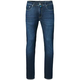 Slim-fit-Jeans PIERRE CARDIN "Lyon", Herren, Gr. W38/L34, Länge 34, blau (dunkelblau used buffies), Obermaterial: 92% Baumwolle CO. 6% Elastomultiester ELE. 2% Elasthan EL., uni, slim fit, Jeans Slim-fit-Jeans, mit stilvollem Schnitt