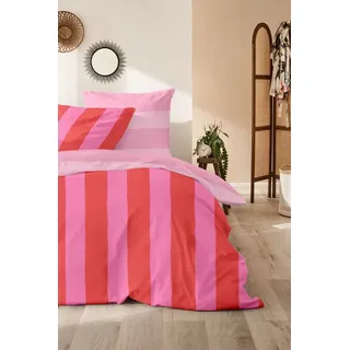 Primera Renforce-Bettwäsche Color Block Lila/Pink 135 x 200 cm + 80 x 80 cm