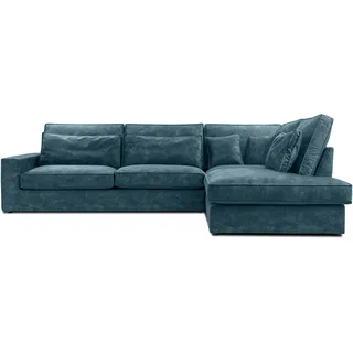 FEDVE Sofa Big Sofa Ecksofa Monica mini L- Form Funktionssofa Wohnlandschaft Design Couch Rechts - Blau