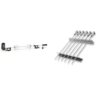 Enders Grillspieß Pro, edelstahlfarben & SCHASCHLIKSPIESS-Set Edelstahl 8802, Grillspieße, Fleischspieße, Grill-Zubehör, Gasgrill BBQ