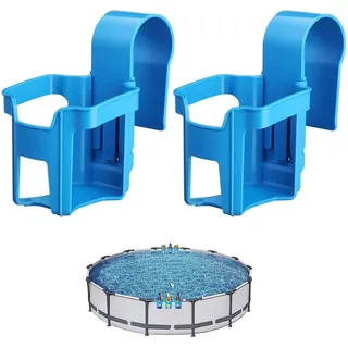 MEISO 2 Stück Pool Getränkehalter, Wasserbecher Hängehalter für Schwimmbecken aus Kunststoff, für Schwimmbäder und Whirlpool Ohne Verschütten - Poolzubehör