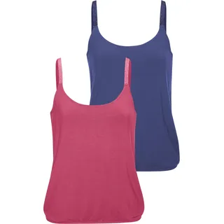 Trägertop VIVANCE "mit elastischen Glitzerträgern", Damen, Gr. 32/34, bunt (koralle, navy), Single Jersey, Obermaterial: 95% Viskose (LENZINGTM ECOVEROTM), 5% Elasthan, unifarben, figurbetont, tiefer Rundhals, Tops Trägertop, aus weichem Viskose-Stretch, Topseller