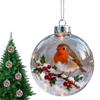 Weihnachtskugeln Für Den Weihnachtsbaum - Durchsichtige Winterferien-Dekoration für die Festtage - Vögel Kristallglas Ornamente | zur Dekoration für Geländer, Wand, Tür, Geschäft, Party und