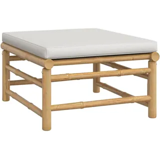 vidaXL Gartenhocker mit Hellgrauem Kissen Bambus - Grau