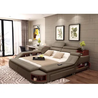 Multifunktion Bett Doppelbetten Modernes Bettgestell Betten 180x200cm - Braun