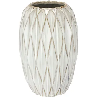 I.GE.A. Dekovase »Vase aus Keramik« Blumentopf geriffelt Zylinderform Übertopf Keramikvase Deko Dekovase, beige