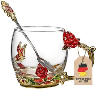 Intirilife Teetasse Kaffeetasse , Transparent , Glas , lebensmittelecht , Geschirr, Tassen, Teetassen