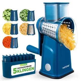 NutriChef Trommelreibe Käsereibe 5-tlg. Blau
