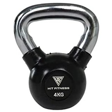 Hit Fitness Unisex-Adult Kettlebell with Handle | 4kg, Black & Chrome, 14 x 14 x 20 cm