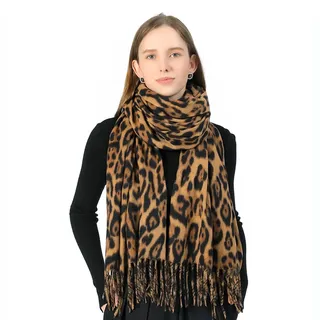 OIXEYA Damen Winter Warm Schal, Mode Leopardenmuster Deckenschal, Große Weiche Dicke Tücher Und Wraps, Geschenke für Damen und Mädchen (200cm x 70cm)