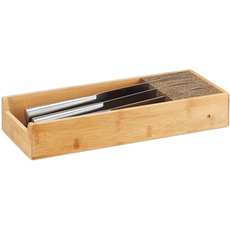 Bild Messerhalter Bambus, Schubladeneinsatz für Messeraufbewahrung, Schubladenorganizer, HBT: 6,5x38x15,5cm, natur