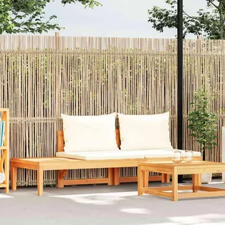 vidaXL Gartenbank mit Tisch & Cremeweißen Kissen Massivholz Akazie - Weiß