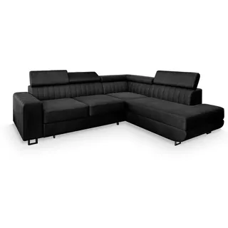 masseno Ecksofa mit Schlaffunktion Nola , schwarz , Maße (cm): B: 253 H: 88