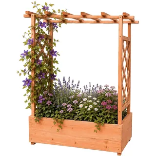 Relaxdays Blumenkasten mit Rankgitter 100 x 114 x 44 cm Orange