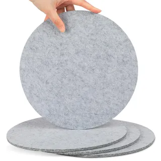 SOSMAR 4 Stück Groß Filzuntersetzer Filzunterlage für Töpfe, Gläser, Teller und Pfannen- Rund Ø 25cm x 5mm Untersetzer Filz Tischschoner Tischuntersetzer Platzset (Hellgrau)