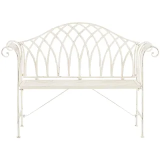 Beliani Gartenbank Metall weiß 130 cm Milazzo , Weiß , 130x94x45 cm , Gartenmöbel, Gartenbänke