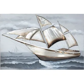 Gilde Holzbild "Bild rechteckig Segelboot", farbe bild(er): blau, grau, weiß, B:150cm H:100cm T:3,8cm, Poly-Leinwand, Bilder, Holzbild