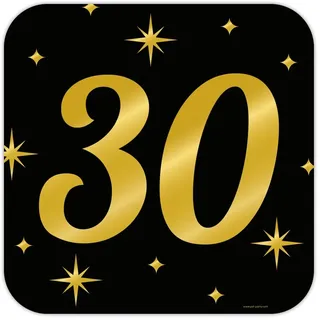 PD-Party - 30. Zeichen / Fenster Dekoration für 30. Geburtstag - Deko Geburtstag - Jubiläum Dekoration - Schwarz Gold Deko - Party Deko - 30. Geburtstag Junge & Mädchen - Geburtstags Deko - 50x50 cm