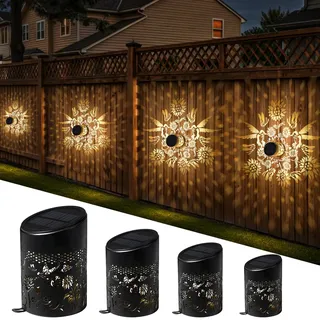 FabStyl Solarlampen für Außen, 4 Stück Solar Wandleuchte Aussen Zaunleuchte Garten LED Solarleuchte für Außenwand IP65 Wasserdicht Solarlaterne Lampions für Terrasse Fassade Gartendeko Patio Rasen