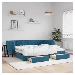 vidaXL Tagesbett Ausziehbar mit Schubladen Blau 90x200 cm Samt